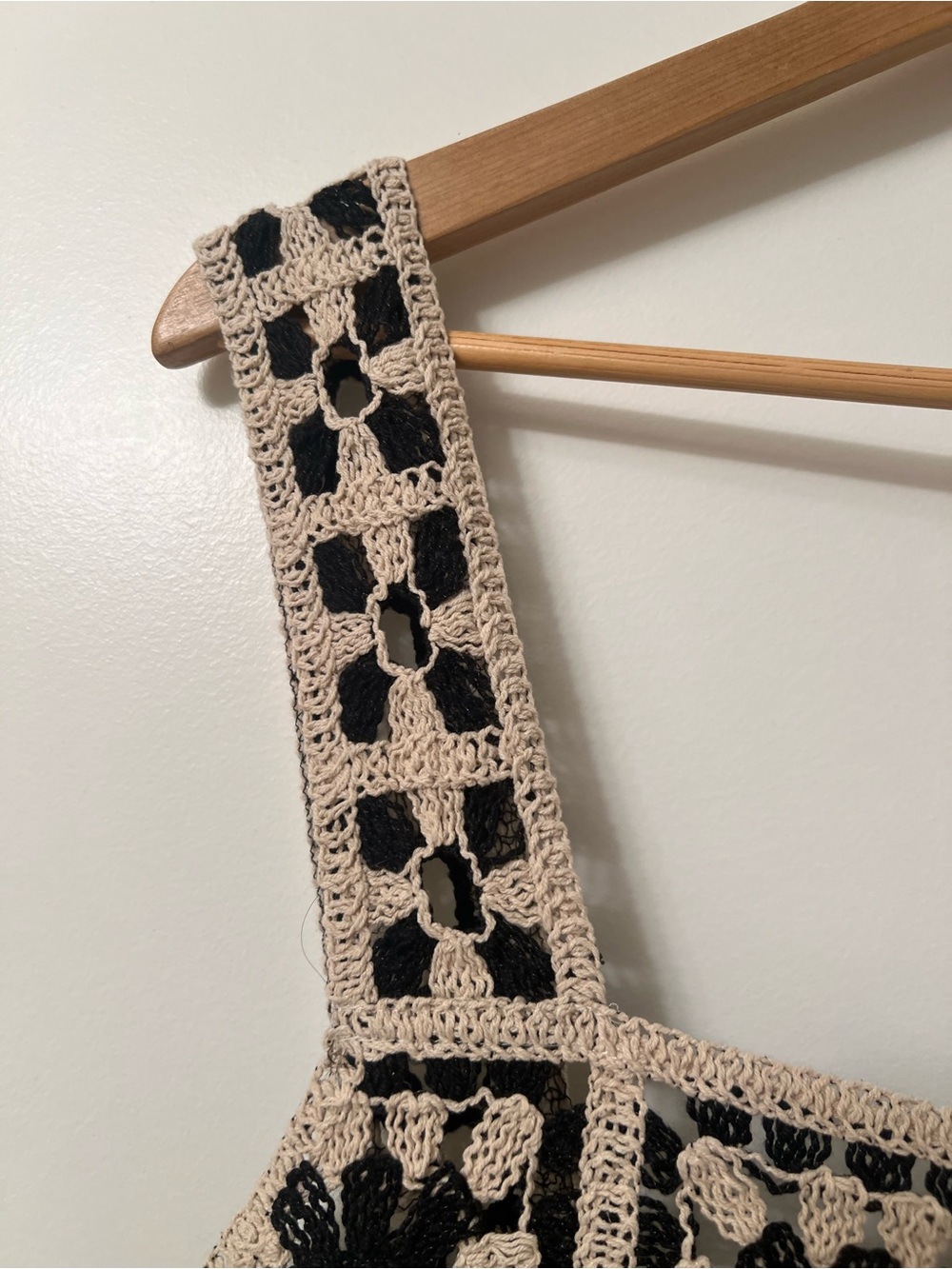 H&M Crochet Mini Dress – Black and Beige, Size Medium - Picture 6 of 8